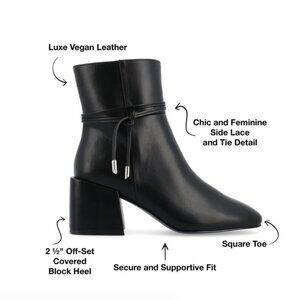 NIB Journee Beverley Ankle Block Heel Booties, Black, Size 10